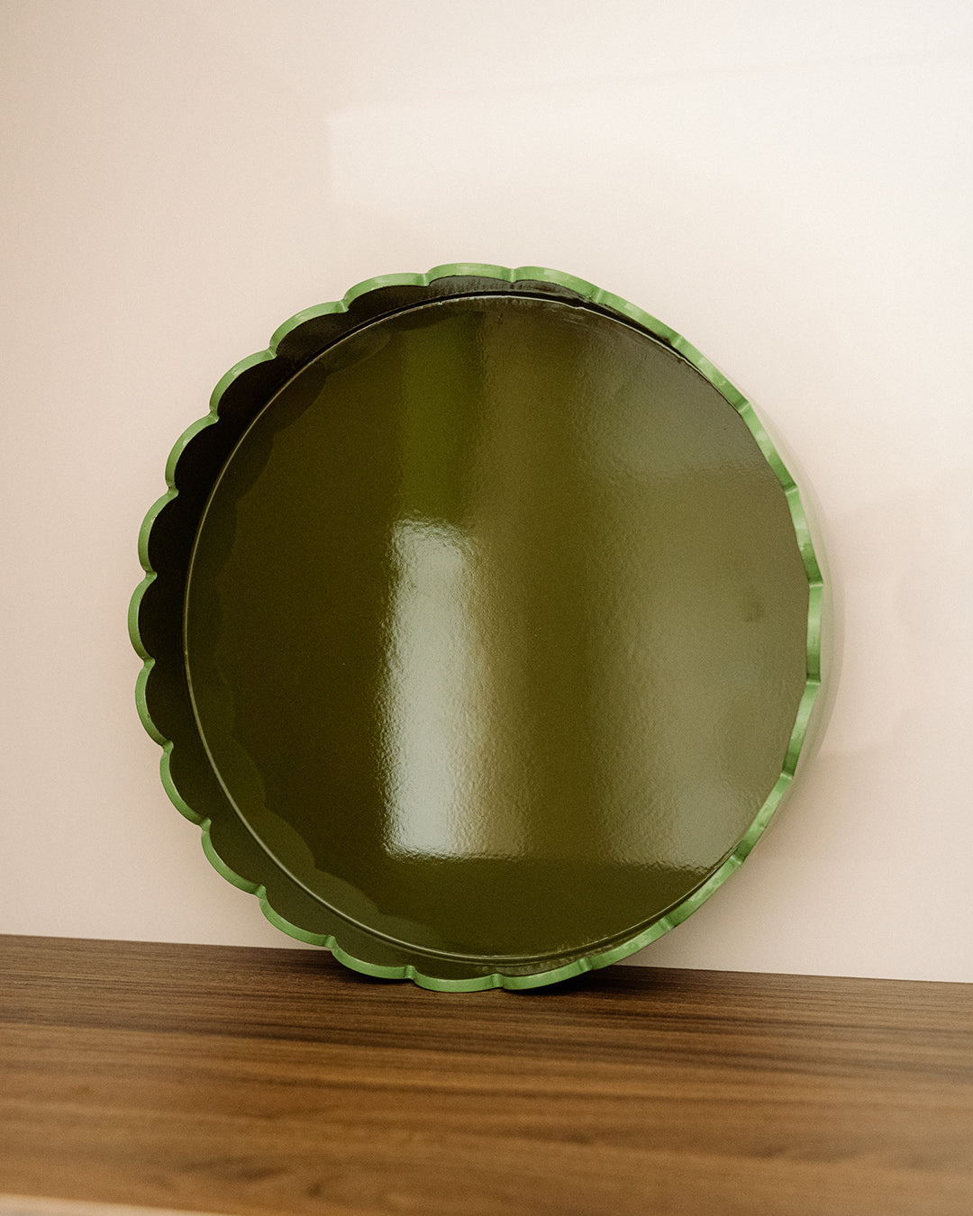 Tabuleiro Redondo Alice Ondulado, Verde Ø30 cm