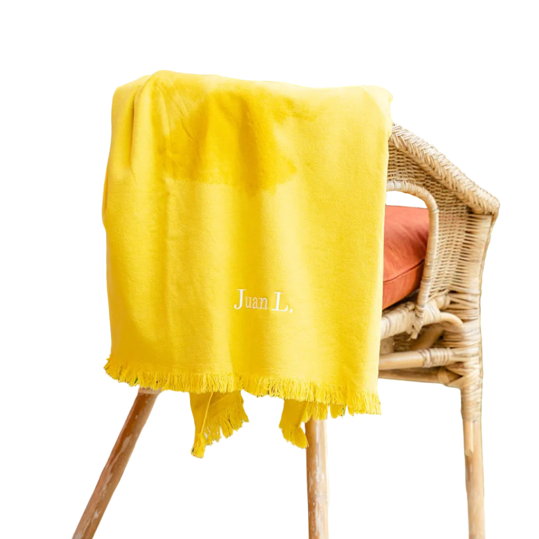 Mustard Yellow Fringed Beach Towel