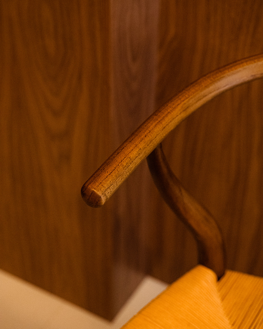 Oslo Chair with Dark-Brown-Finish Elmwood Arms and Rope Seat