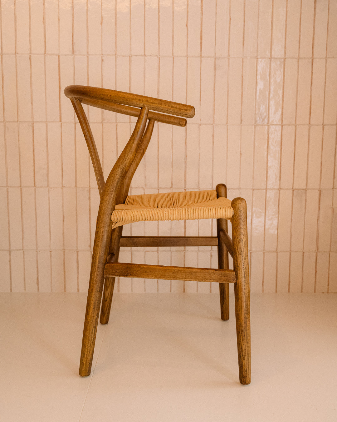 Oslo Chair with Dark-Brown-Finish Elmwood Arms and Rope Seat