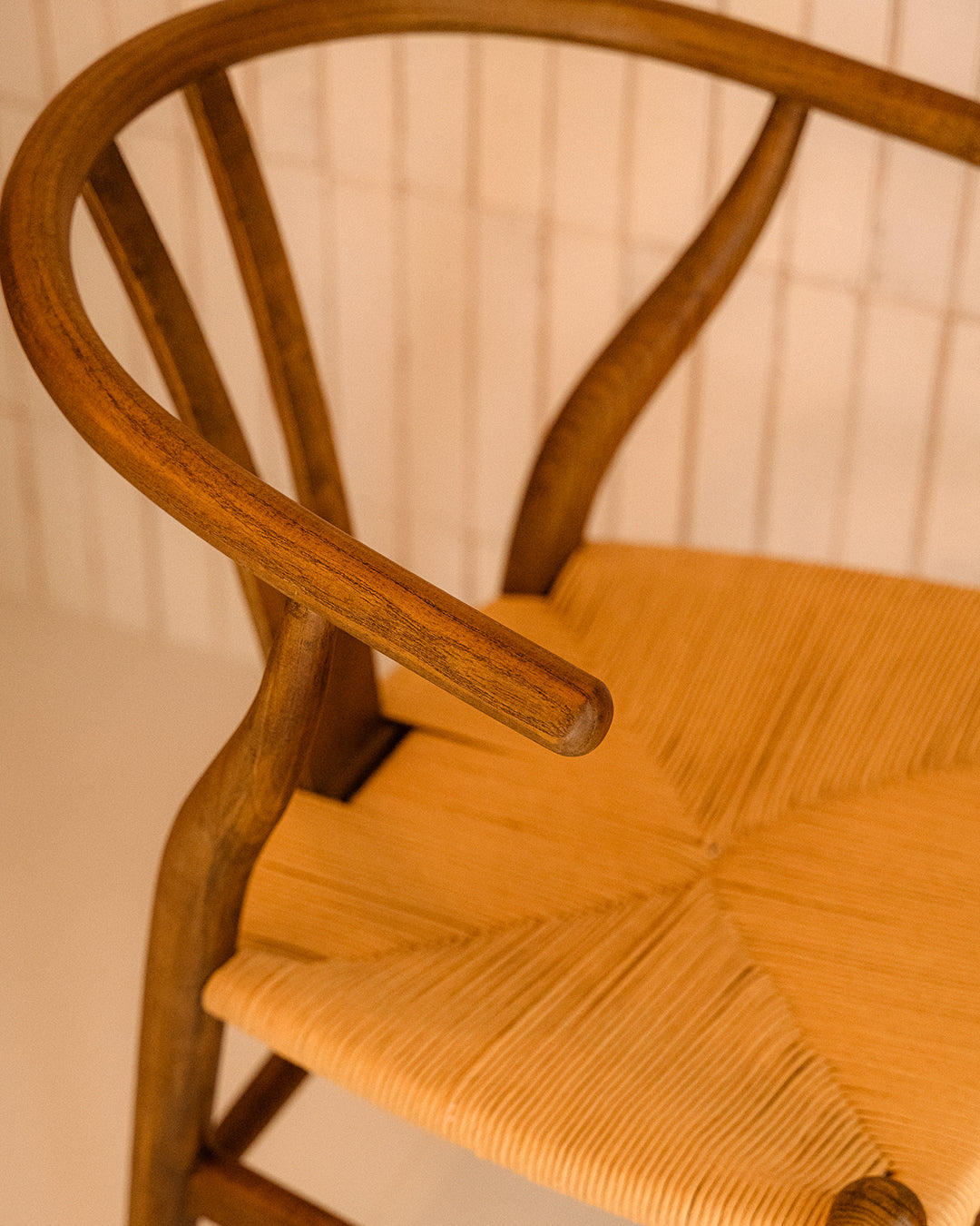 Oslo Chair with Dark-Brown-Finish Elmwood Arms and Rope Seat