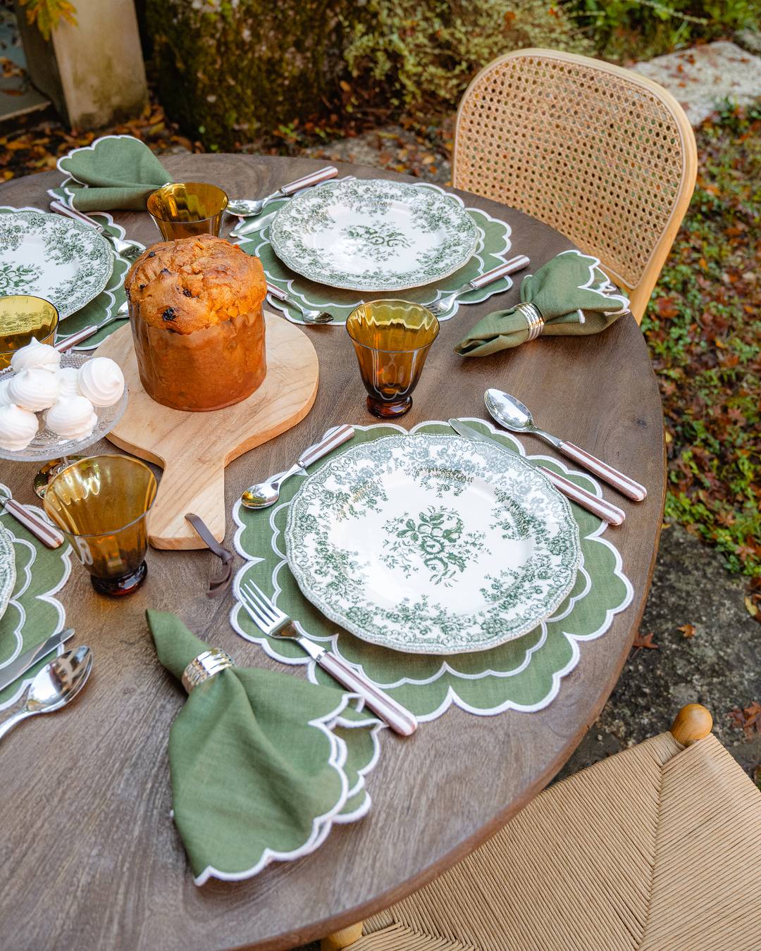 Íris Placemat, Green and White