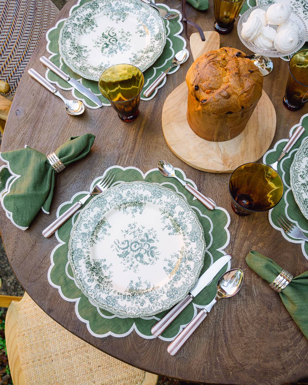 Íris Placemat, Green and White