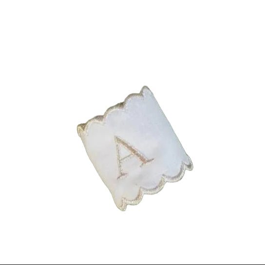 Argola de Guardanapo Branca com Prateado em Linho Personalizada