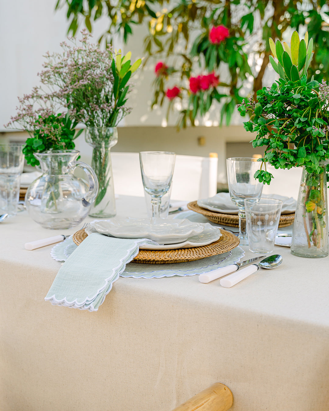 Filipa Napkin, Aqua Green and White