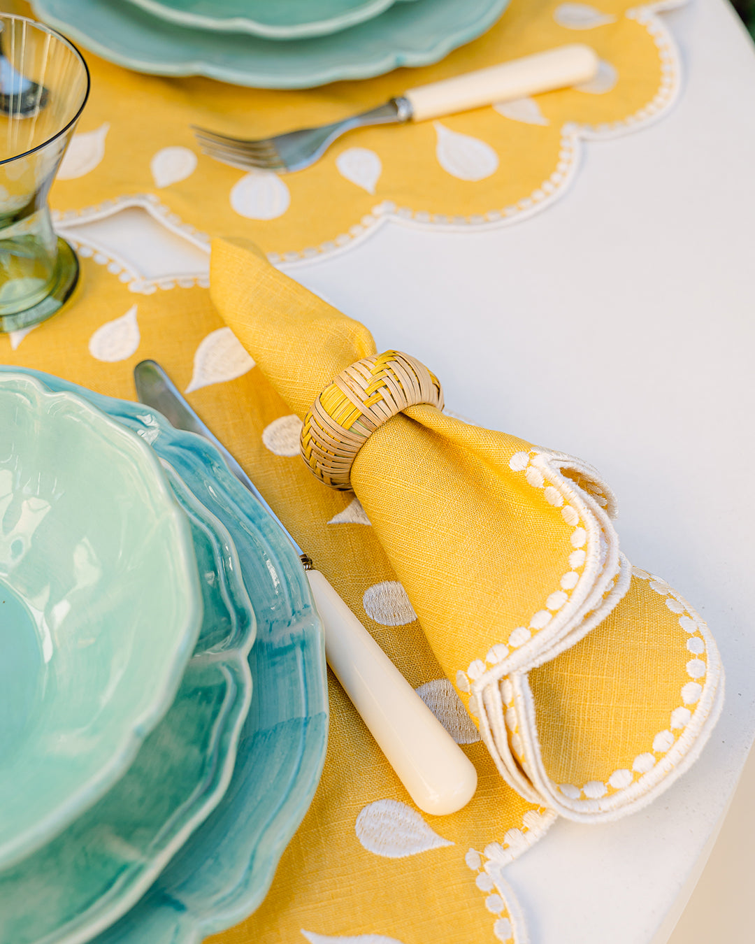 Guardanapo Gotas, Amarelo com Branco