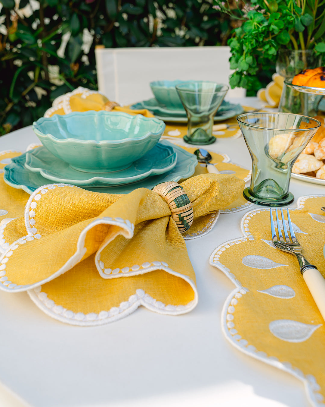 Guardanapo Gotas, Amarelo com Branco