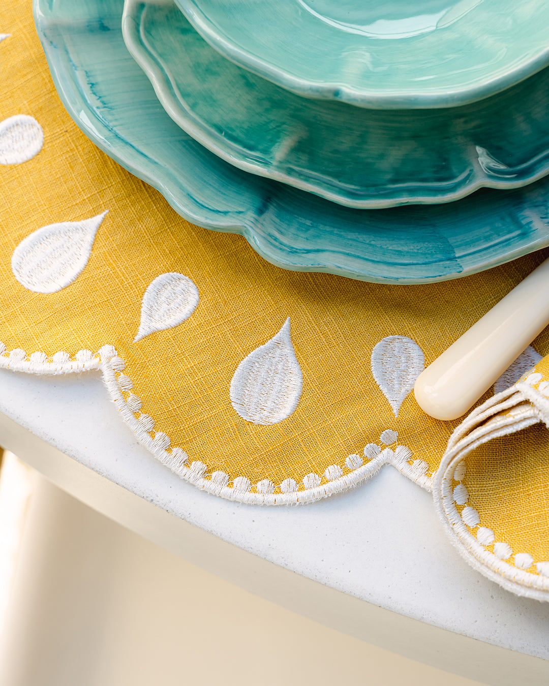 Individual Gotas, Amarelo com Branco