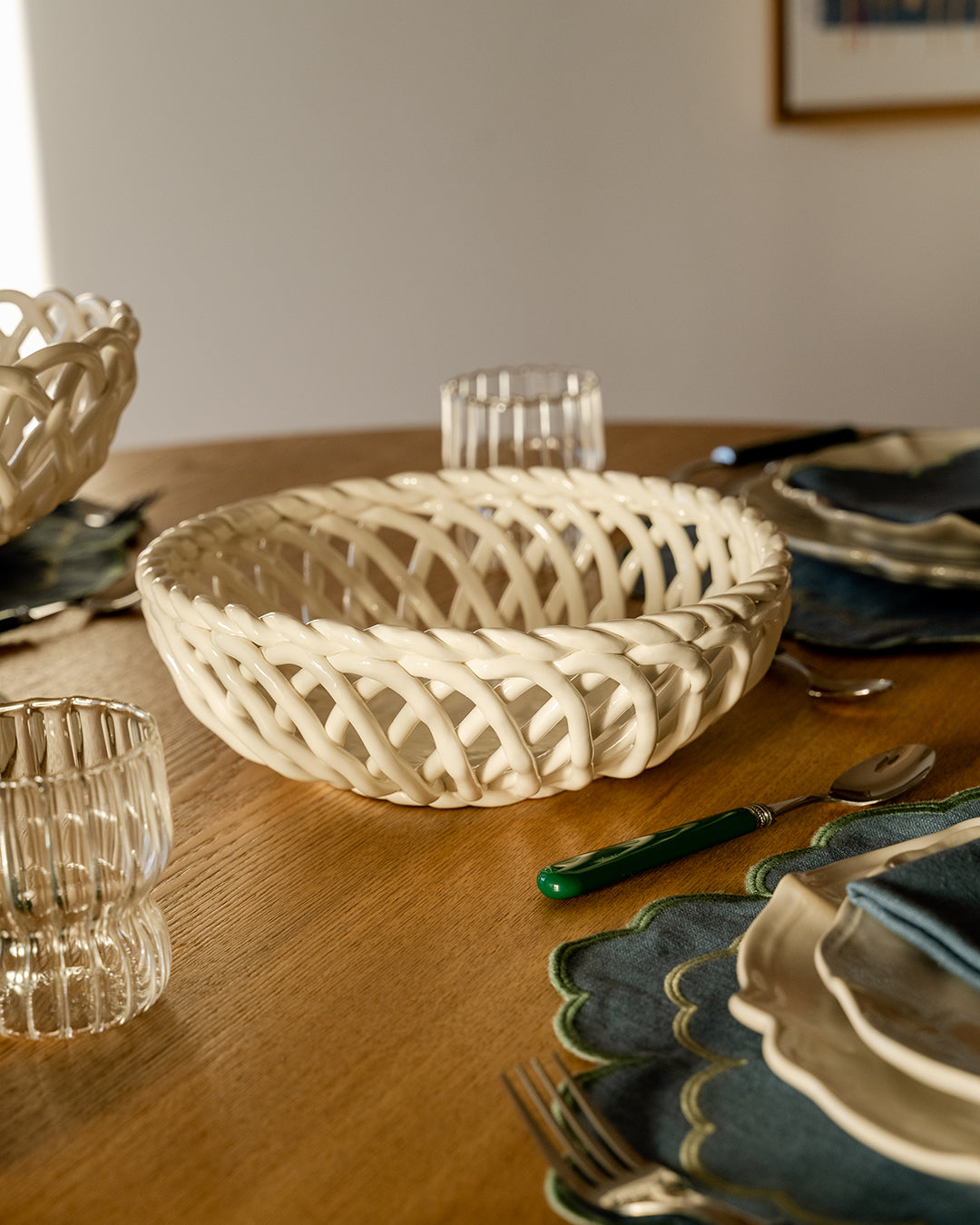 Imperial White Porcelain Basket, Ø 24.5 cm, H 8.5 cm