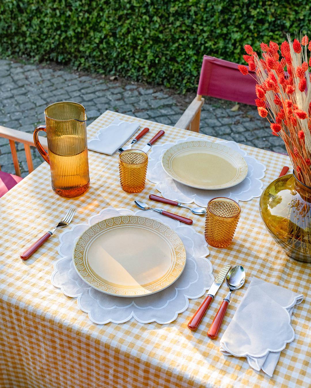 Íris Placemat, Beige and White