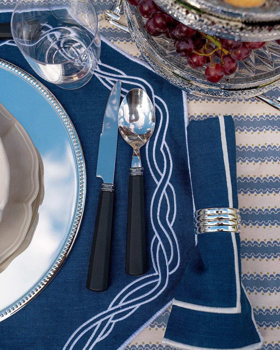 Corda Placemat, Blue with White