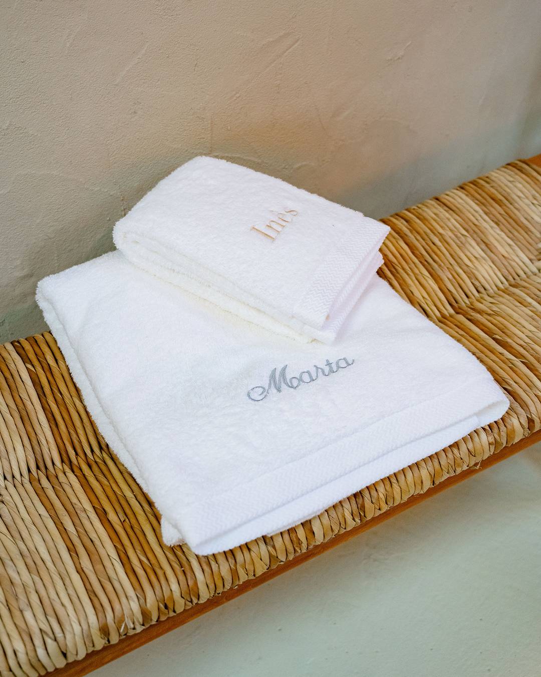 Personalised White Bath Towel MF