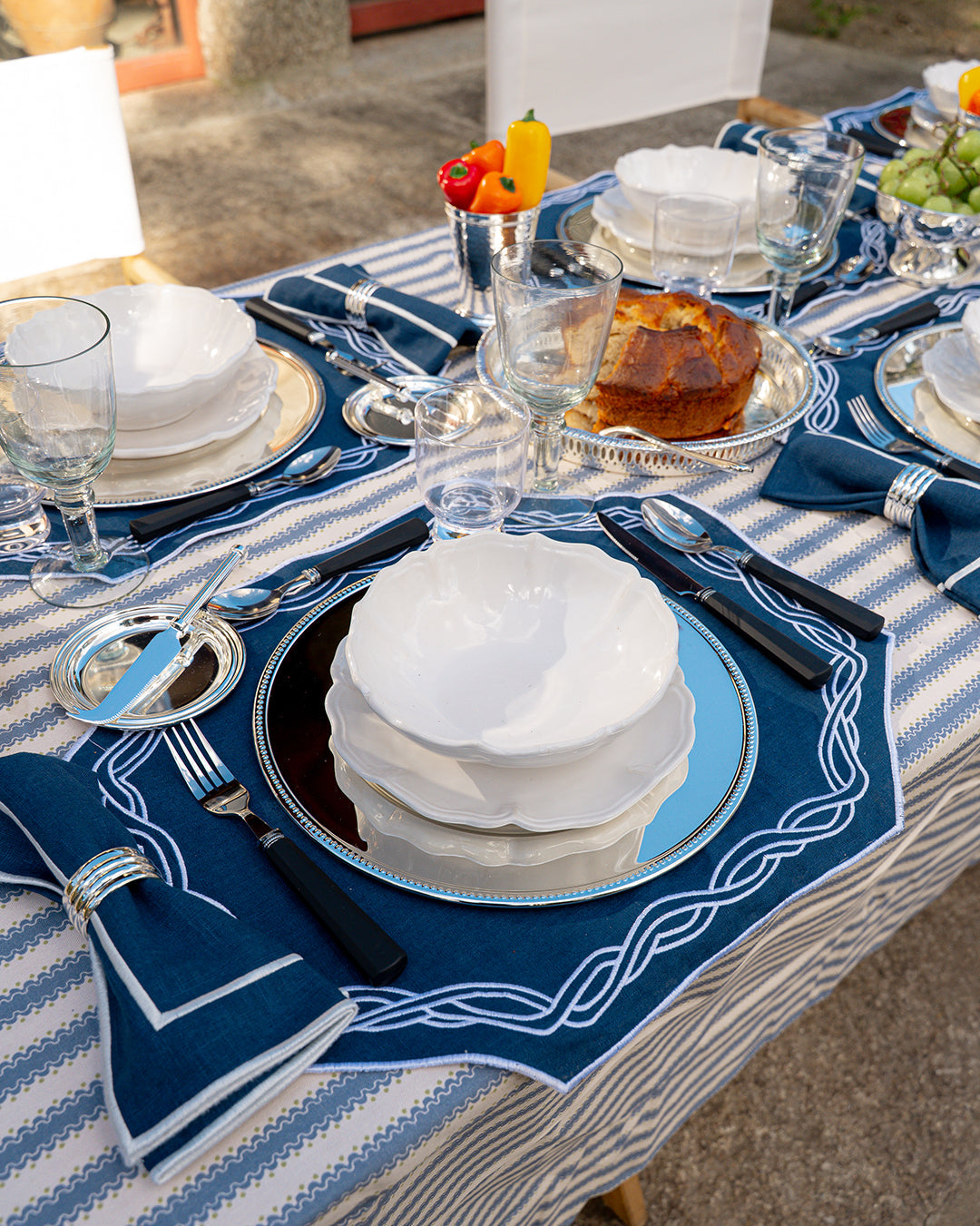 Corda Placemat, Blue with White