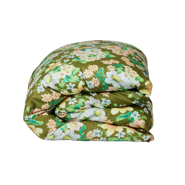 Buttercup Olive Linen Quilt Cover