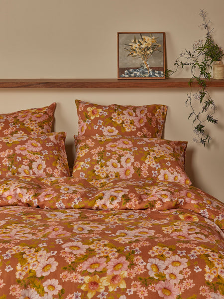 Buttercup Rust Linen Quilt Cover
