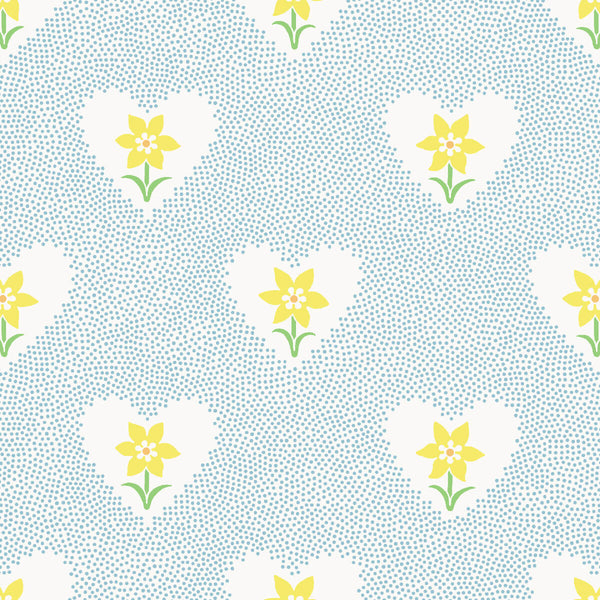 Daffodil Hearts Wallpaper - Sky Blue