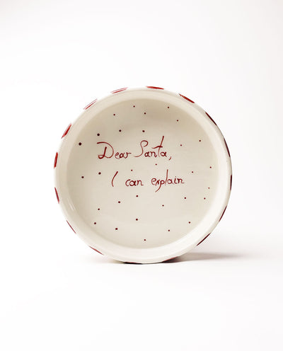 Ceramic plate with text "Dear Santa I Can Explain"