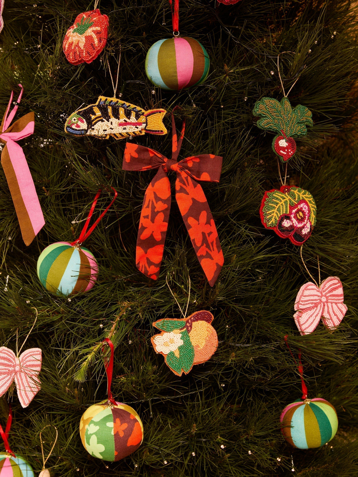 Sardine Yellow Beaded Christmas Decoration