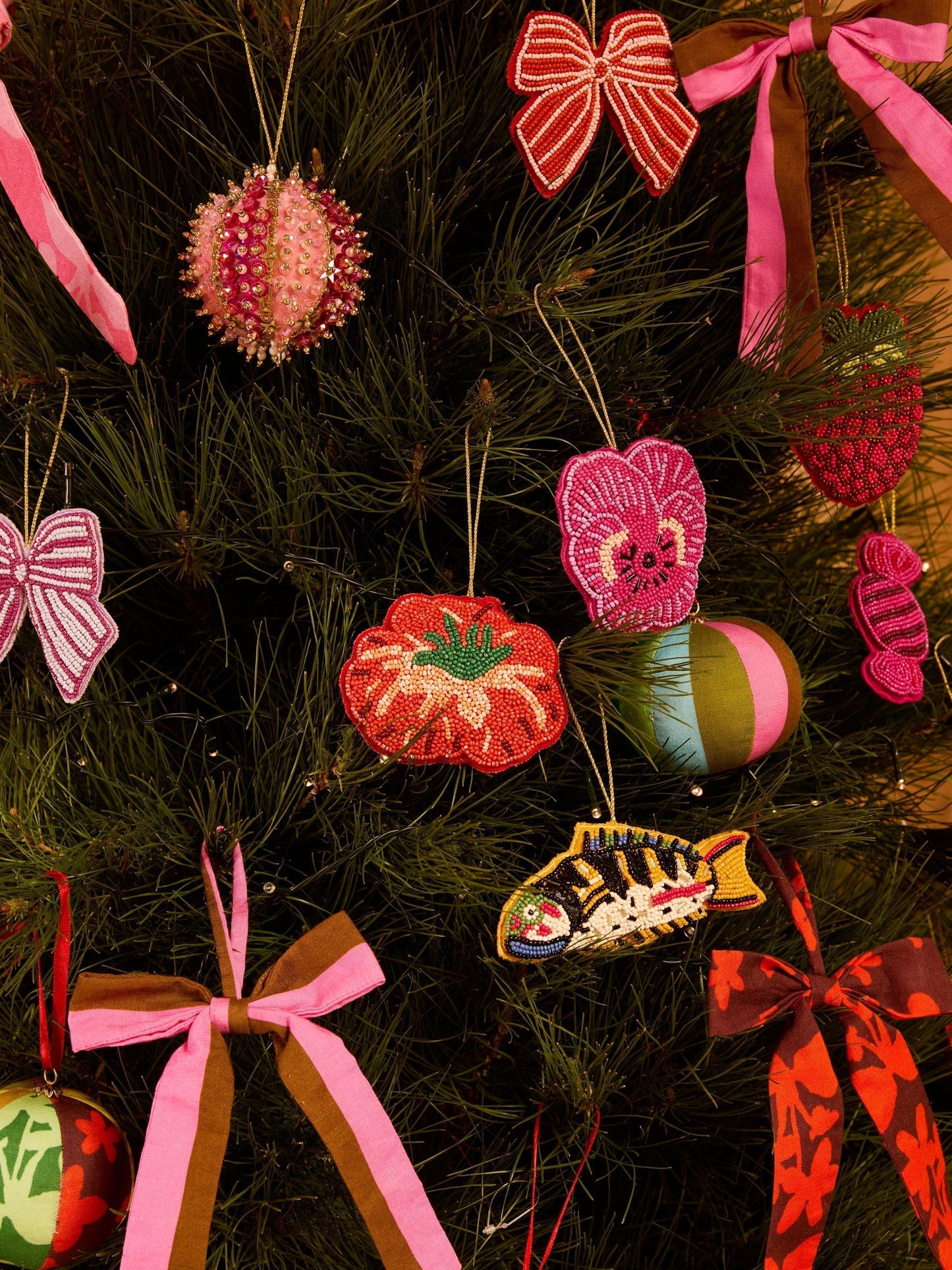 Heirloom Tomato Beaded Christmas Decoration