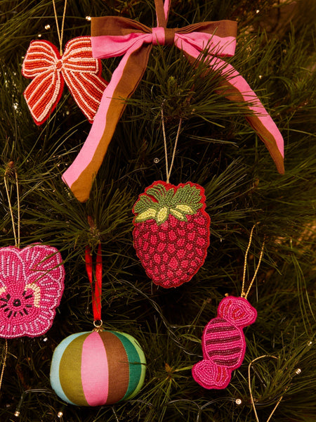 Raspberry Beaded Christmas Decoration