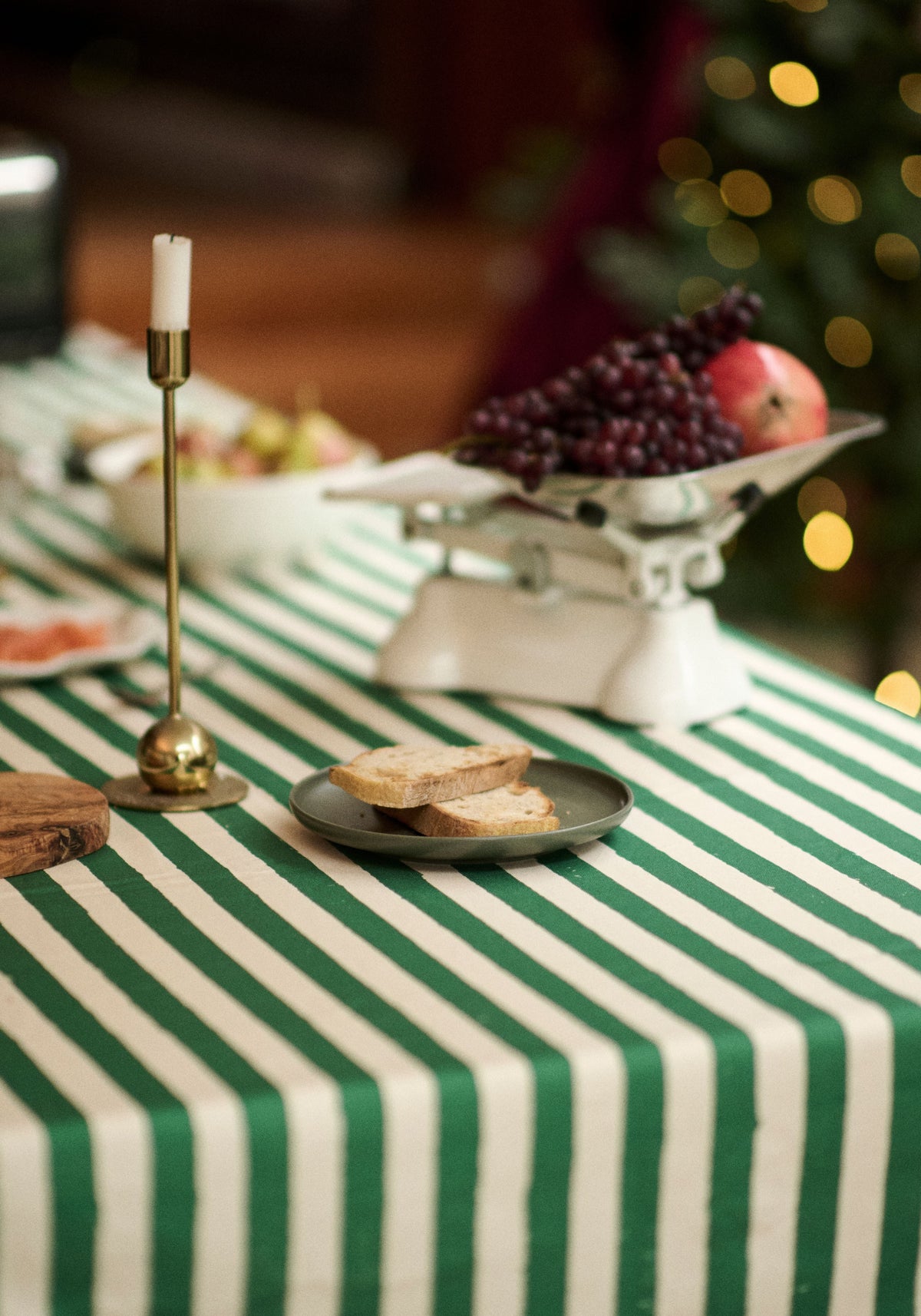 Christmas Green Stripe Tablecloth
