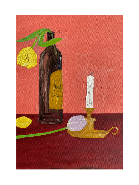 Candles, Wine and Flowers Fine Art Print