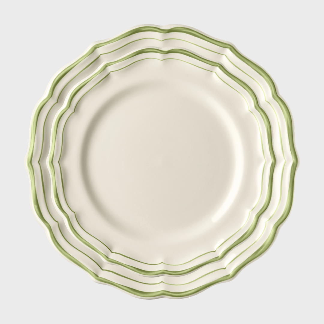 Gien Green Scallop Edge Dessert/Side Plate
