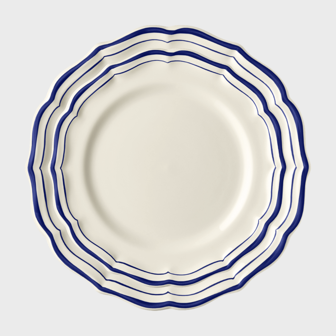 Gien Cobalt Scallop Edge Dinner Plate