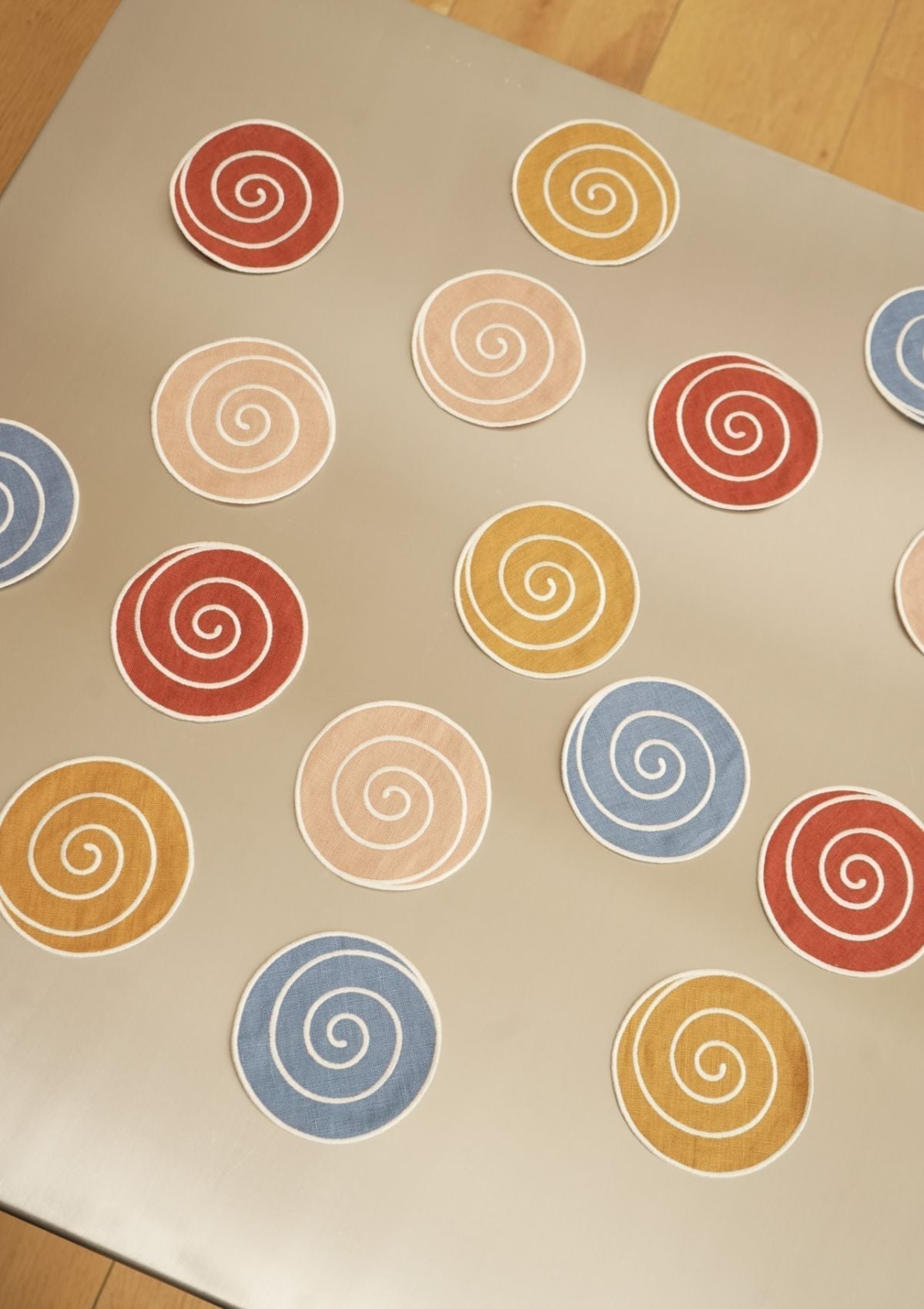 Volute Linen Coasters in Multicolors (Set of 4)