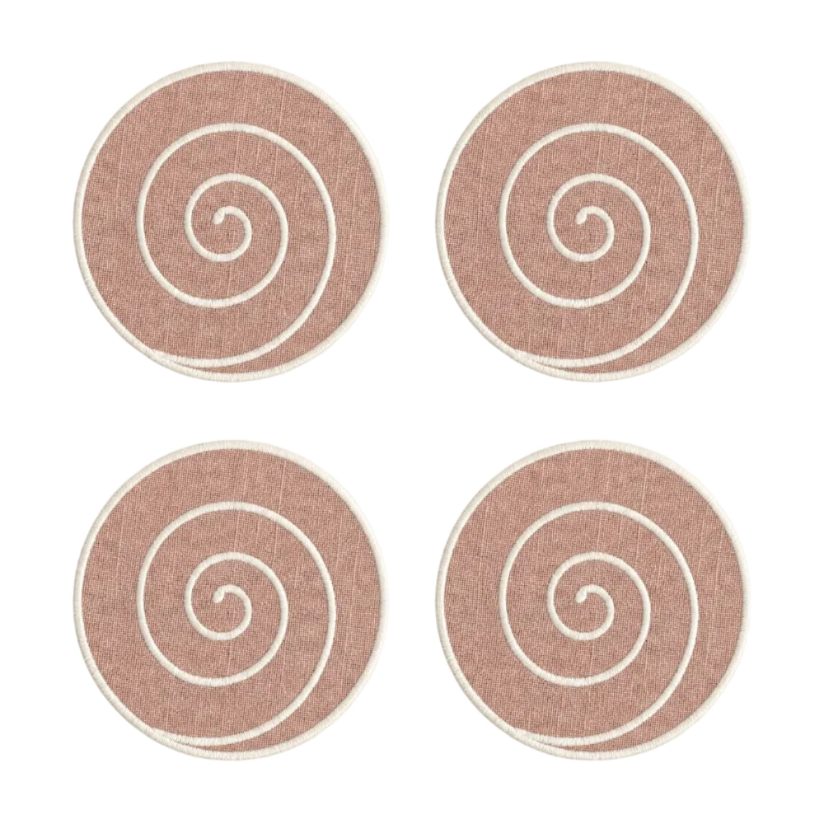 Volute Linen Coasters in Powder Pink & White (Set of 4)