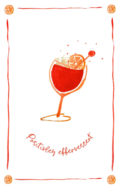 Positively Effervescent - Aperol Spritz Linen Teatowel