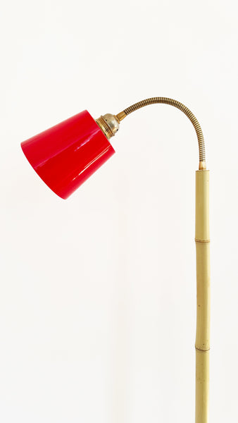 Bamboo and Terracotta Floor Lamp - Red