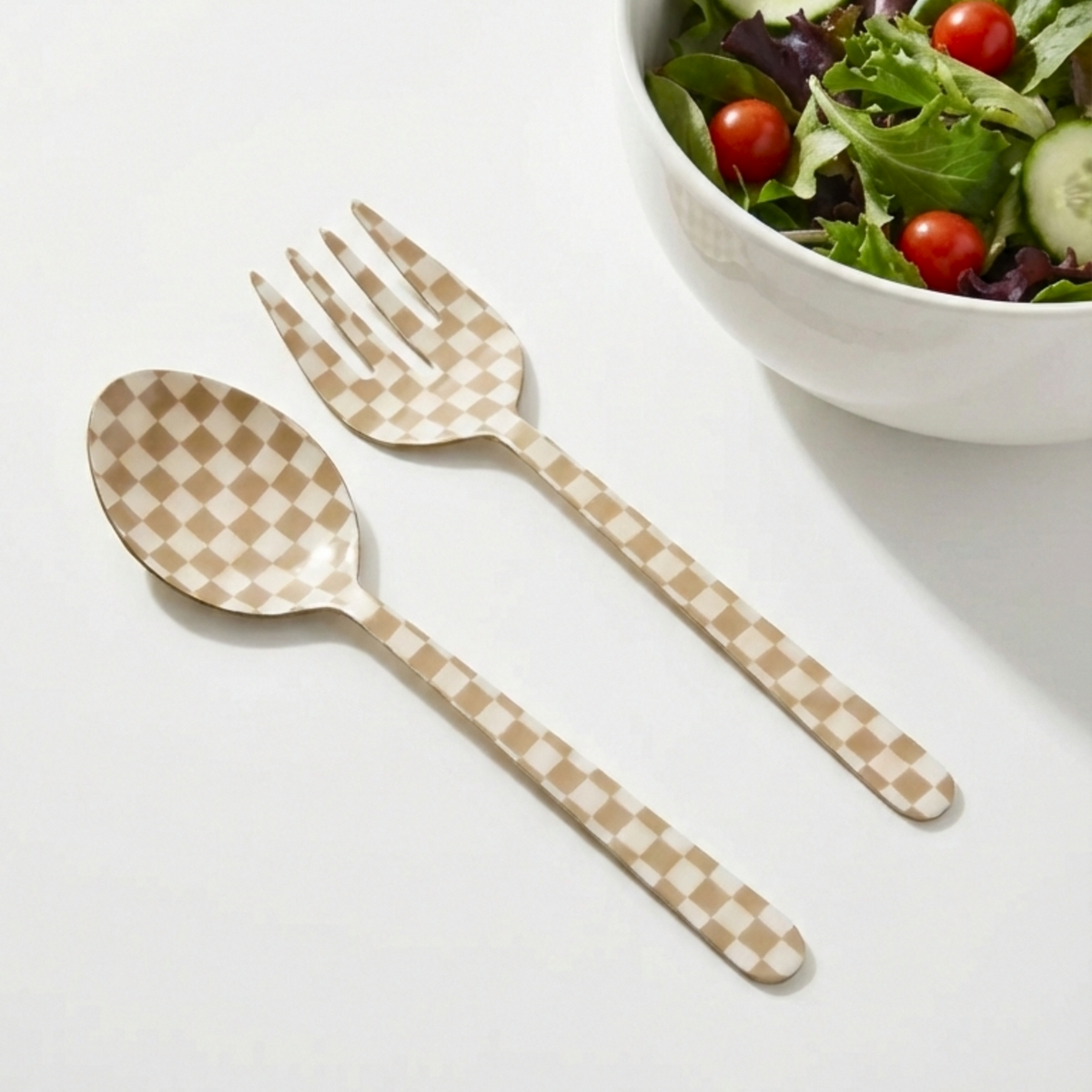 Peach Enamel Serving Spoons Set of 2 11x2.5 Inches - Casa Amarosa