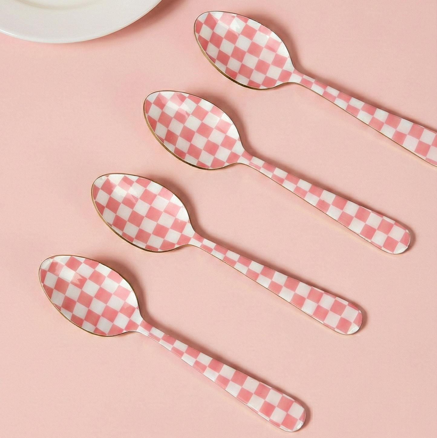 Pink Enamel Spoon Set of 4 5.4x1 Inches - Casa Amarosa