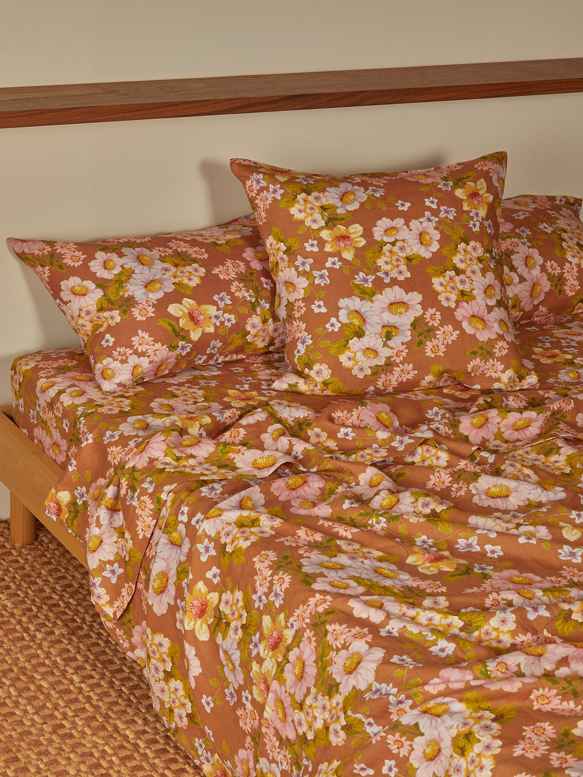 Buttercup Rust Linen European Pillowcases