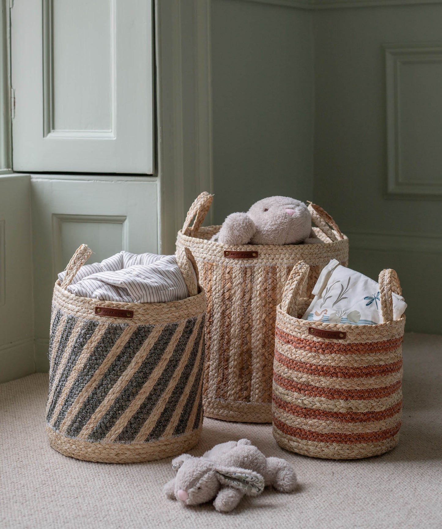 Maize Stripe Storage Basket Set of 3 - Natural