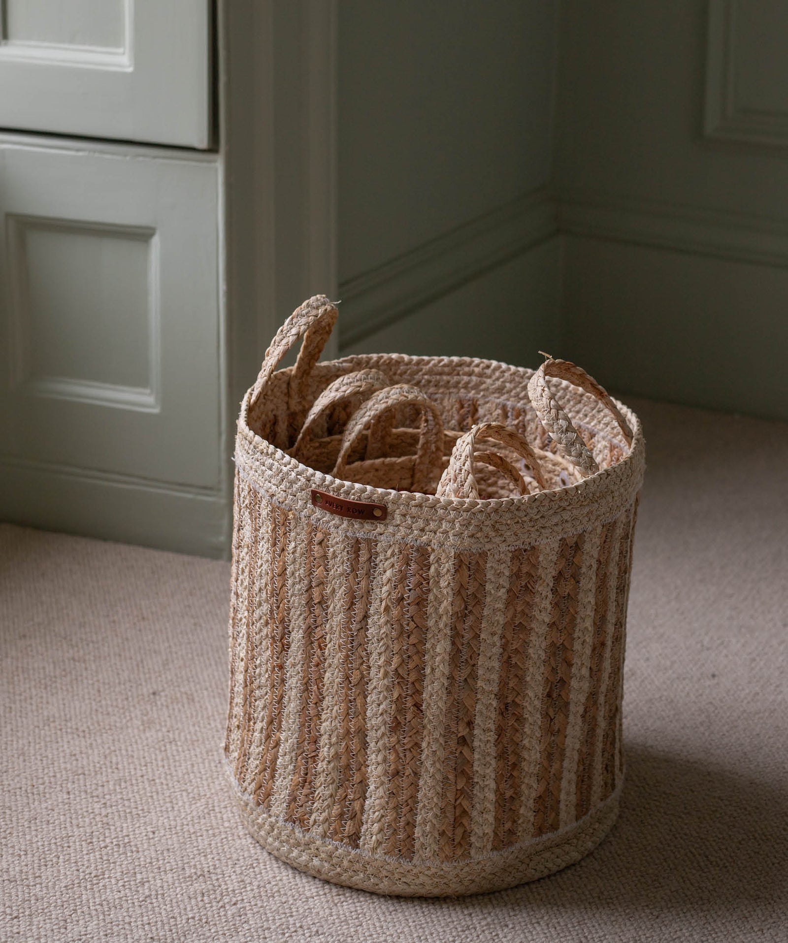 Maize Stripe Storage Basket Set of 3 - Natural