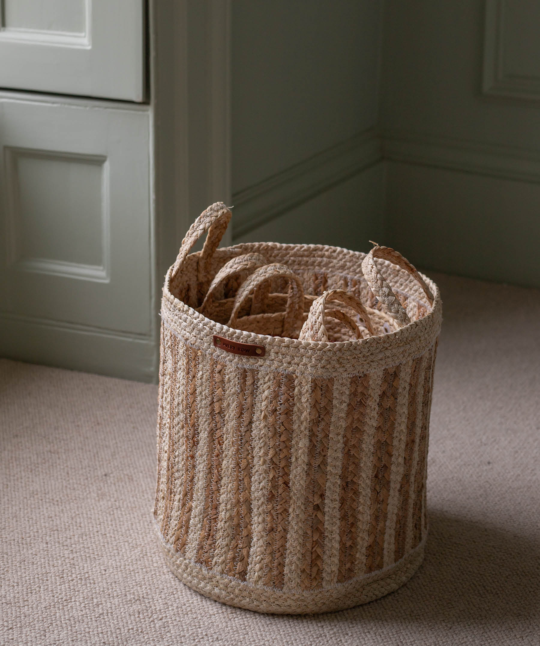 Maize Stripe Storage Basket Set of 3 - Natural