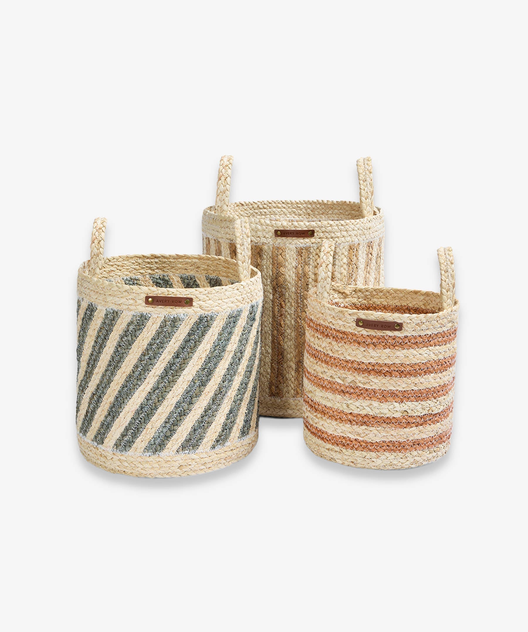 Maize Stripe Storage Basket Set of 3 - Natural
