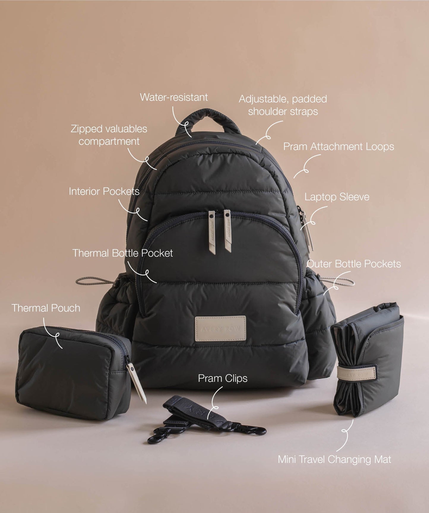 Baby Changing Backpack - Soft Black