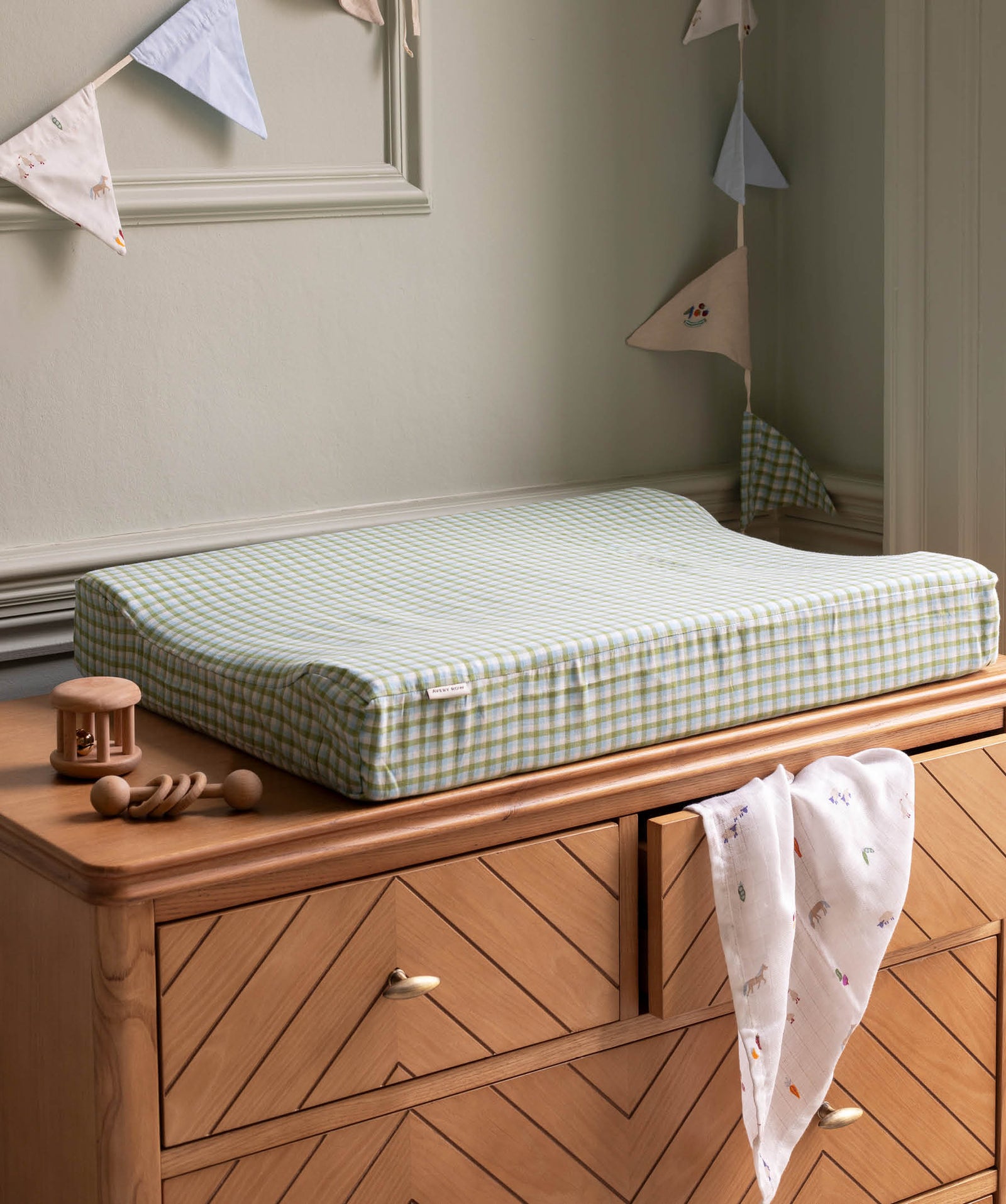 Baby Changing Mat - Greenhouse Gingham