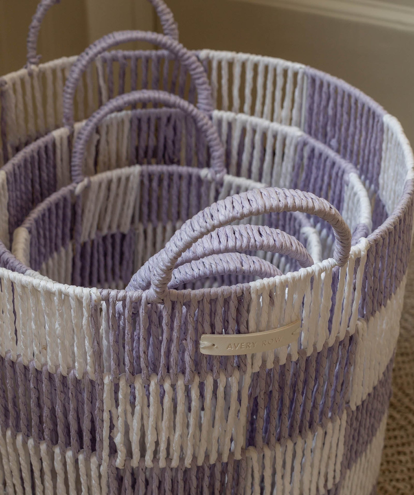 Checkerboard Storage Basket Large - Lilac