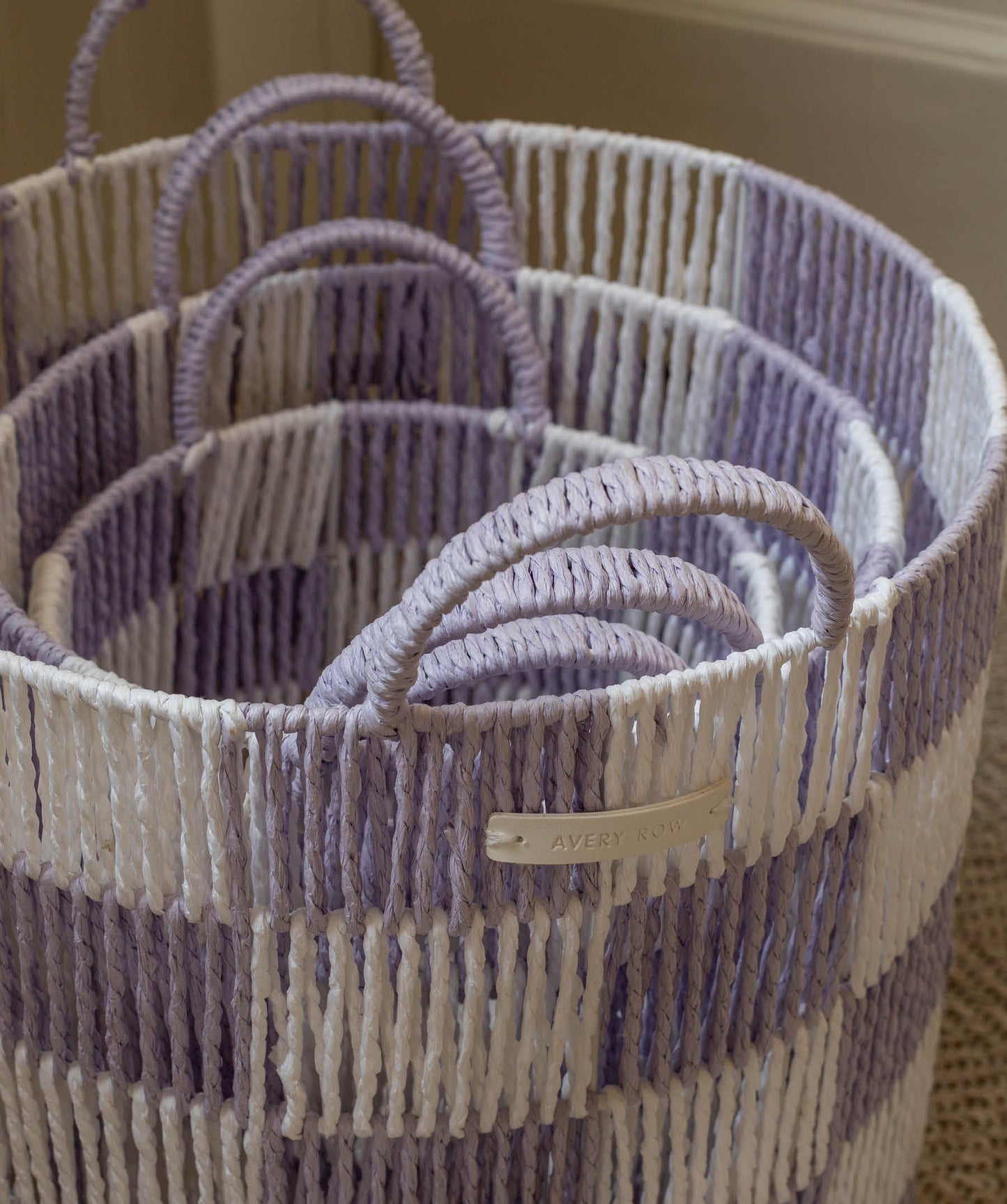 Checkerboard Storage Basket Large - Lilac