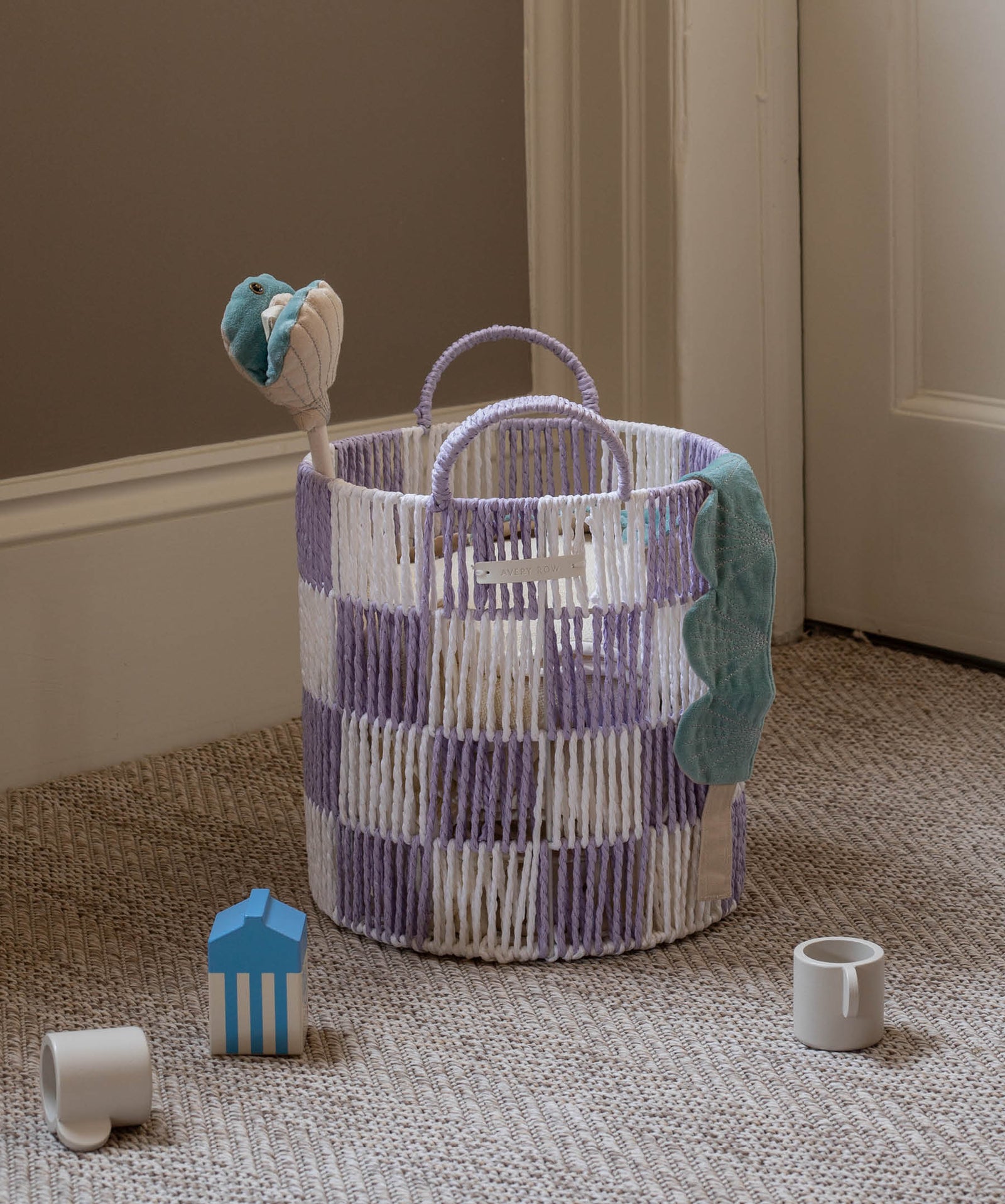 Checkerboard Storage Basket Medium - Lilac
