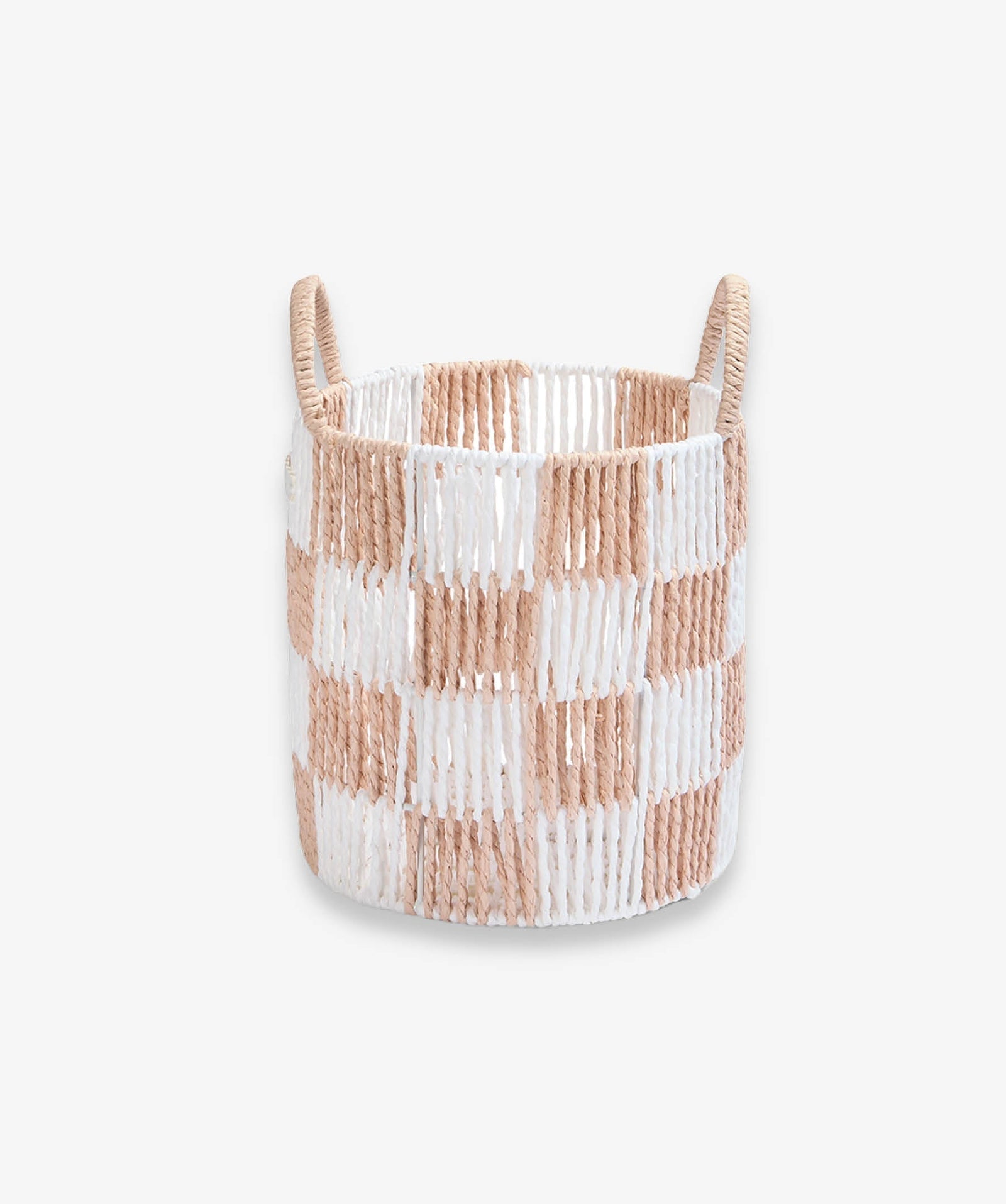 Checkerboard Storage Basket Small - Nude