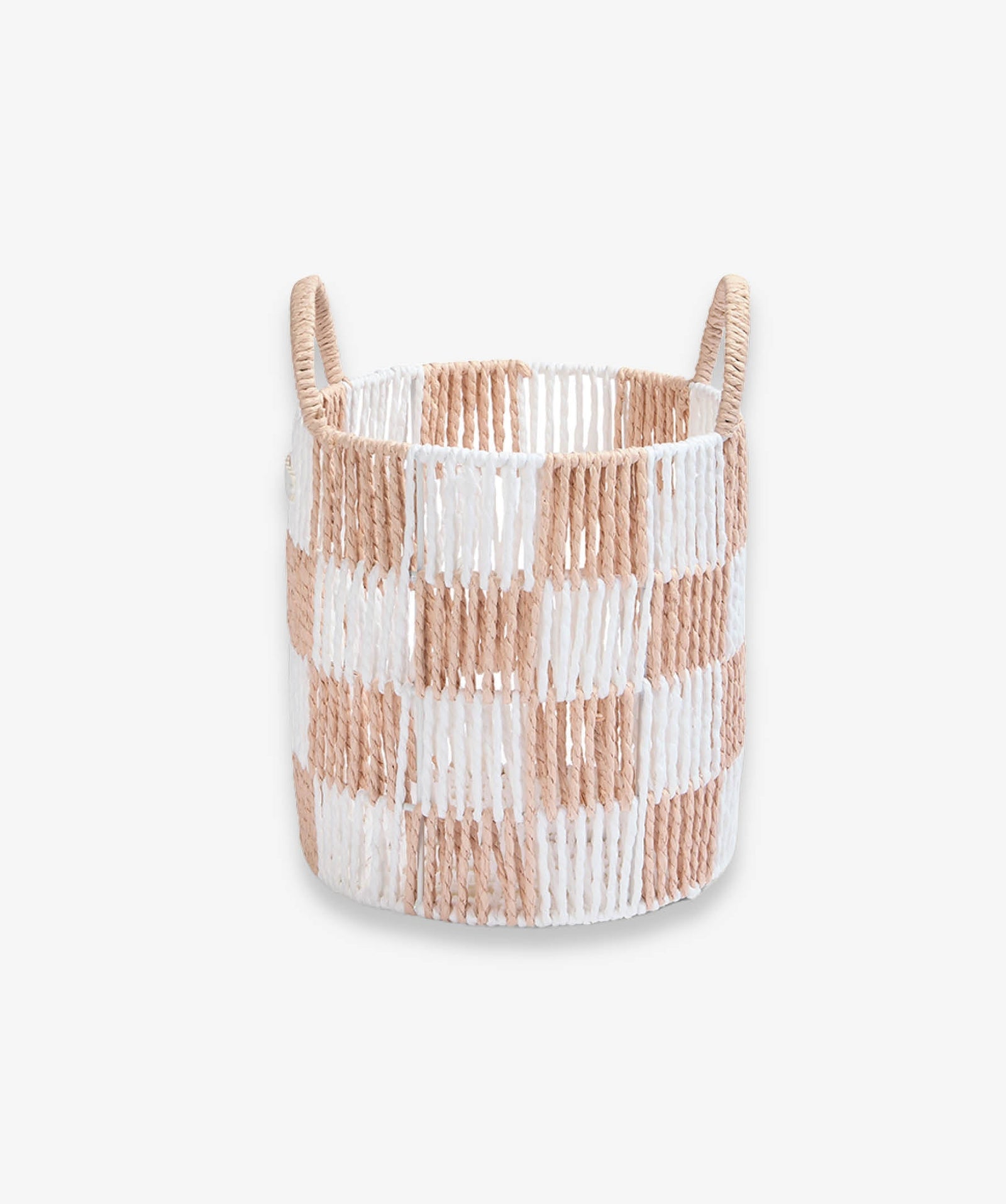 Checkerboard Storage Basket Small - Nude