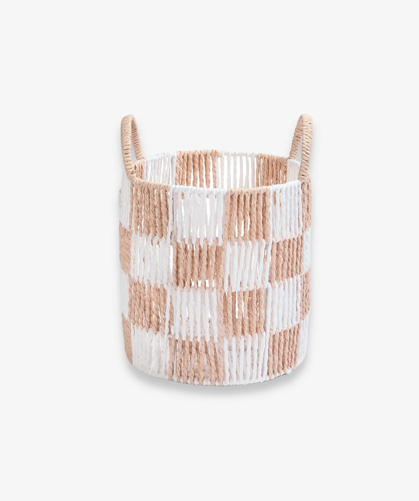 Checkerboard Storage Basket Small - Nude