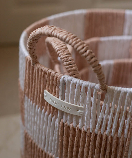 Checkerboard Storage Basket Small - Nude