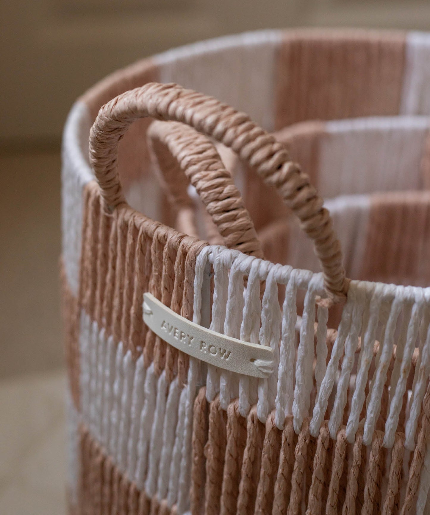 Checkerboard Storage Basket Small - Nude