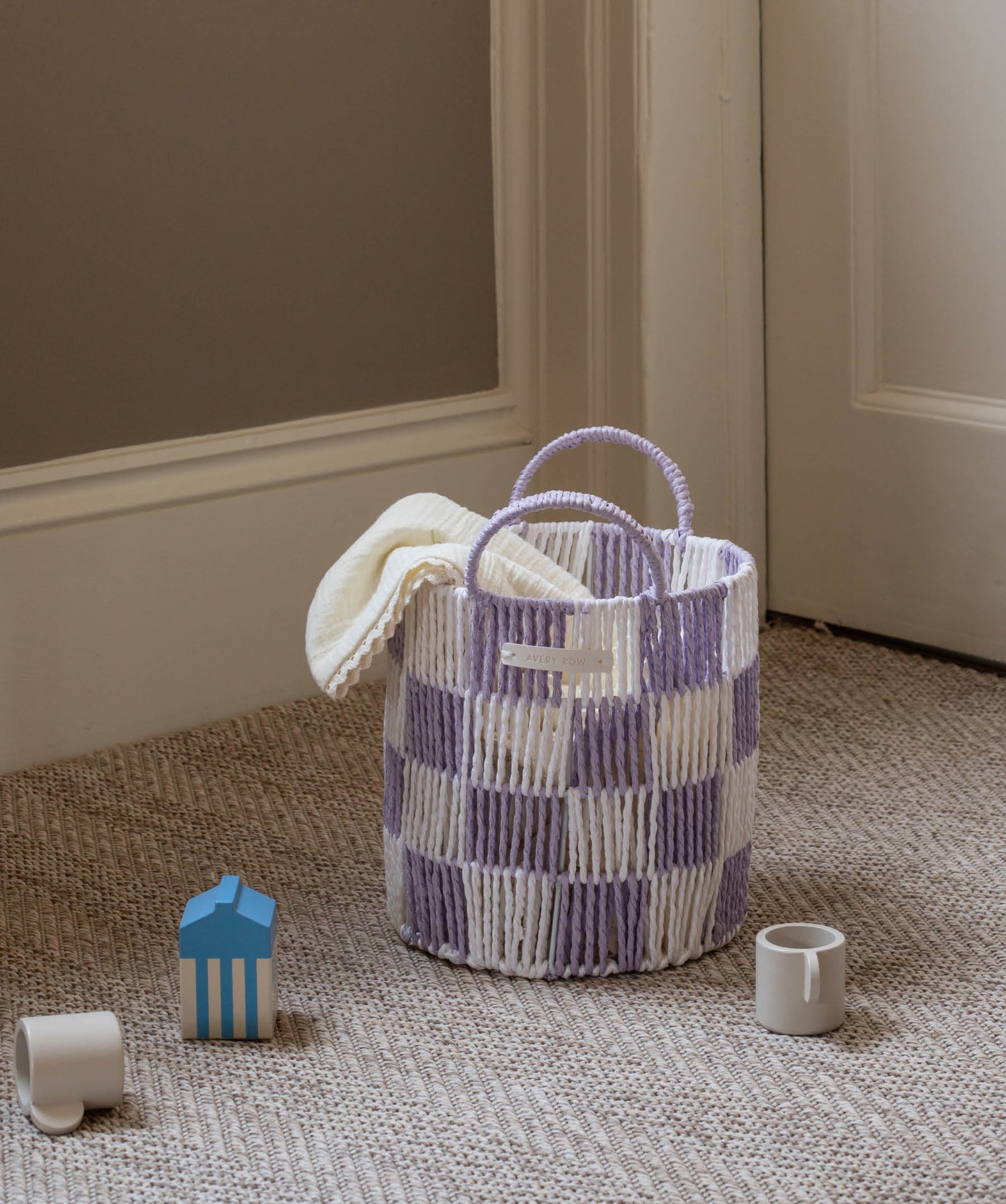 Checkerboard Storage Basket Small - Lilac